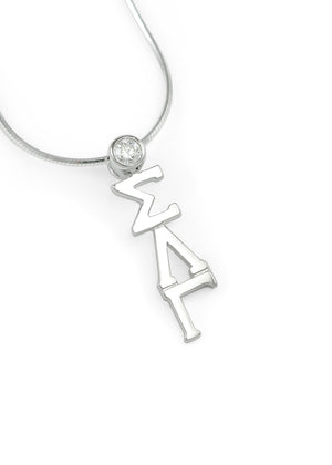 Necklace - Sigma Lambda Gamma Sterling Silver Lavaliere With Clear CZ Crystal
