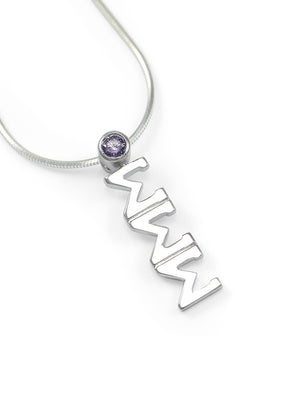Necklace - Sigma Sigma Sigma Sterling Silver Lavaliere With Purple CZ Crystal