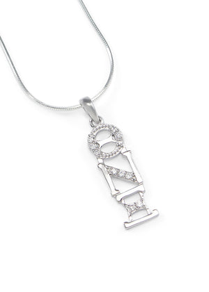 Necklace - Theta Nu Xi Sterling Silver Lavaliere Pendant With Simulated Diamonds