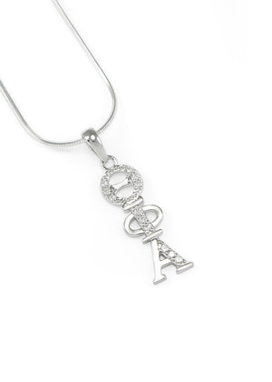 Necklace - Theta Phi Alpha Sterling Silver Lavaliere With Simulated Diamonds