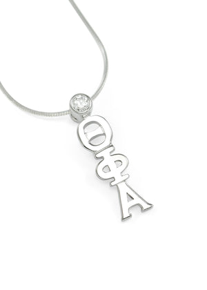 Necklace - Theta Phi Alpha Sterling Silver Lavaliere With Swarovski Clear Crystal