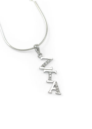 Necklace - Zeta Tau Alpha Diagonal Lavaliere With CZs