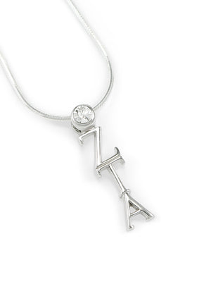 Necklace - Zeta Tau Alpha Sterling Silver Lavaliere Pendant With Clear Crystal