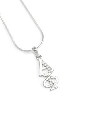 Pendant - Alpha Phi Sterling Silver Lavaliere With Simulated Diamonds