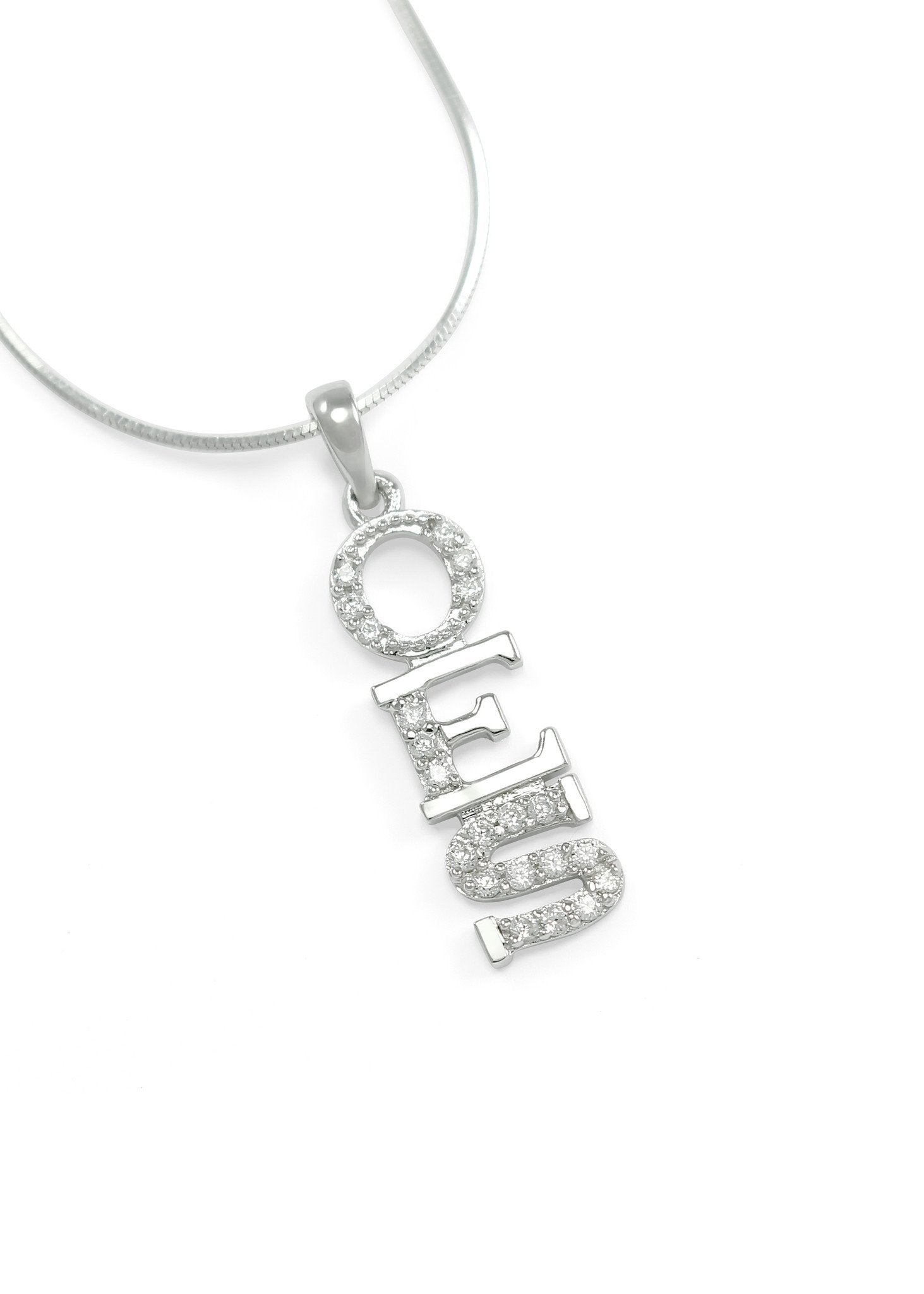 Pendant - Order Of The Eastern Star OES Sterling Silver Lavaliere Pendant With Simulated Diamonds