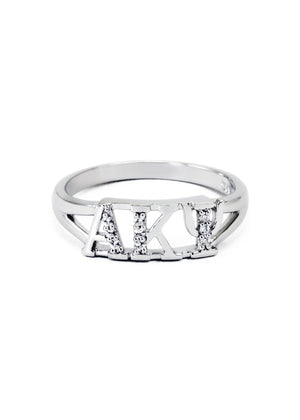 Ring - Alpha Kappa Psi Sterling Silver Ring With Simulated Diamonds