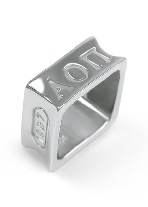 Ring - Alpha Omicron Pi Sterling Silver Square Ring With Founding Year