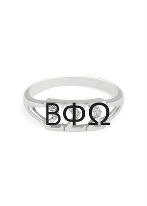 Beta Phi Omega Sterling Silver Ring with Simulated Diamonds **Pre Order**