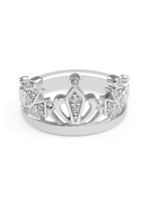 Ring - Crown Ring With CZ Diamonds