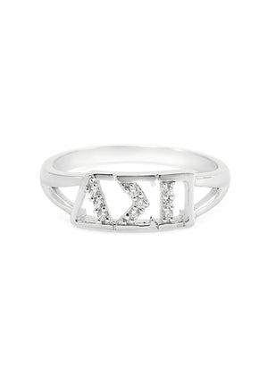 Ring - Delta Sigma Pi Sterling Silver Ring With Simulated Diamonds