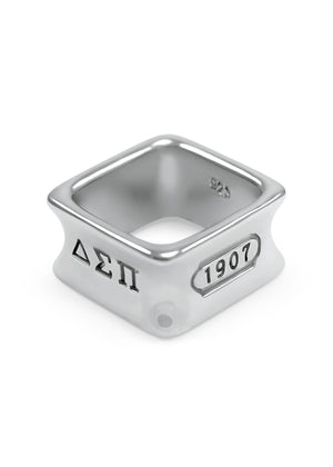Ring - Delta Sigma Pi Sterling Silver Square Ring With Founding Date