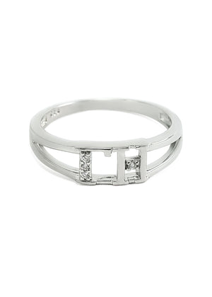 Ring - Gamma Eta Sterling Silver Ring With Simulated Diamonds