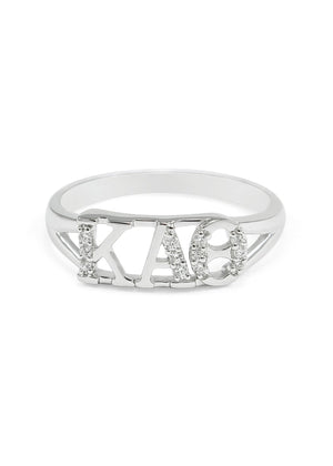 Ring - Kappa Alpha Theta Silver Ring With Simulated Diamonds