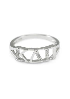 Ring - Kappa Delta Pi Sterling Silver Ring With Simulated Diamonds