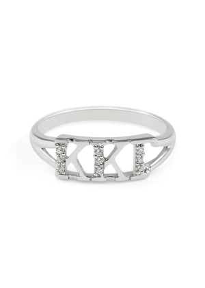 Ring - Kappa Kappa Gamma Sterling Silver Ring With Simulated Diamonds