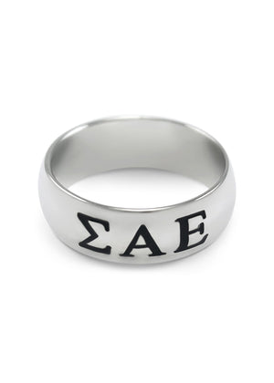 Ring - Sigma Alpha Epsilon Sterling Silver Ring With Black Enameled Letters