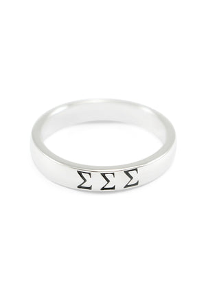 Ring - Sigma Sigma Sigma Sterling Silver Ring With Black Enamel Letters