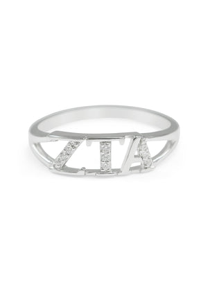 Ring - Zeta Tau Alpha Sterling Silver Ring With Simulated Diamonds