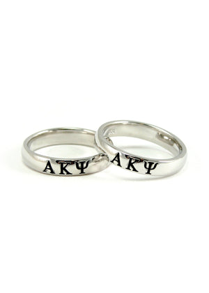 Rings - Alpha Kappa Psi (Womens) Sterling Silver Ring With Black Enamel