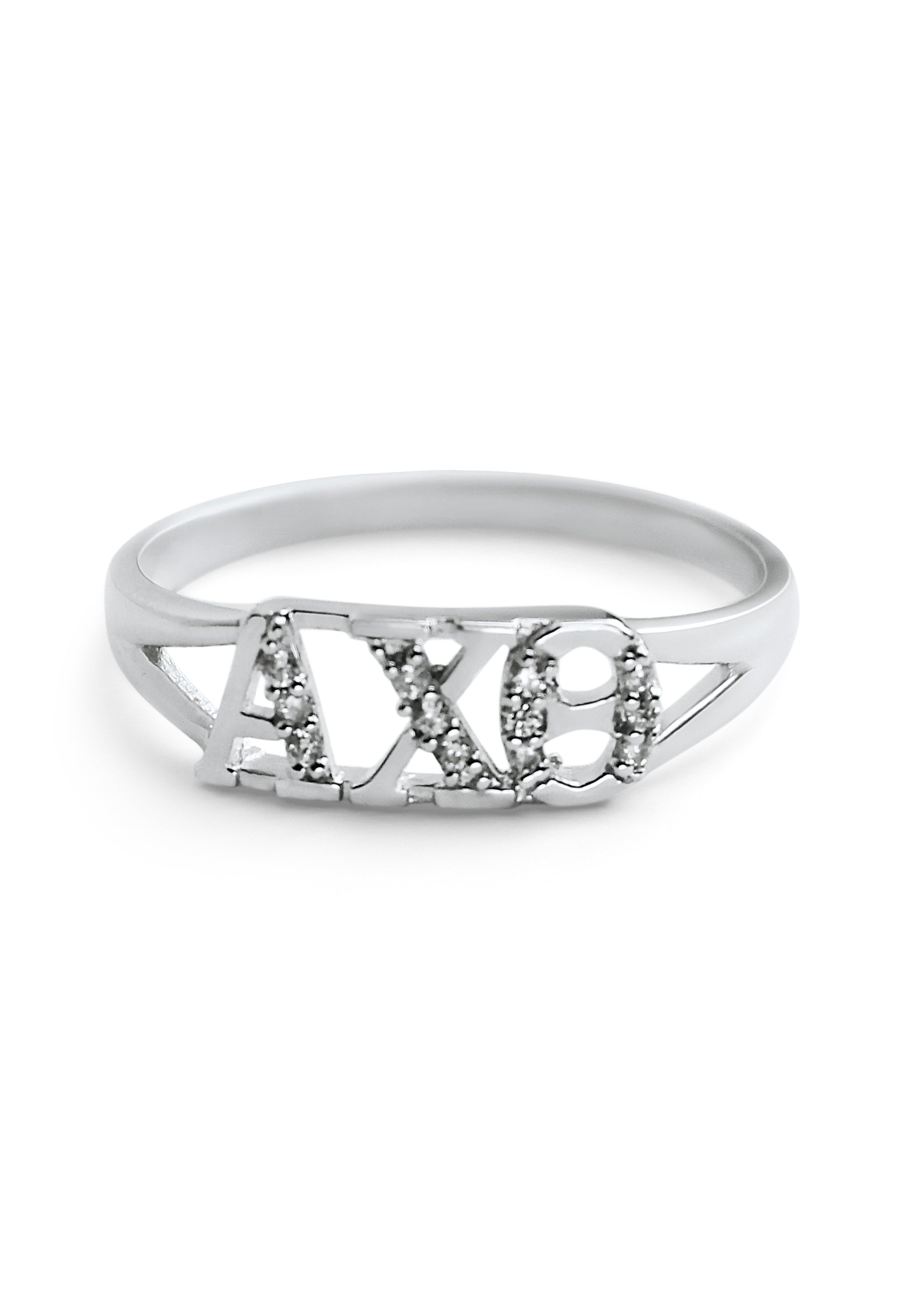 Alpha Chi Theta Sterling Silver Ring with CZs