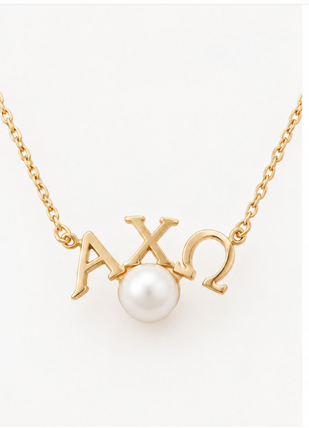Delta Delta Delta 14K solid Gold Pearl Drop Necklace
