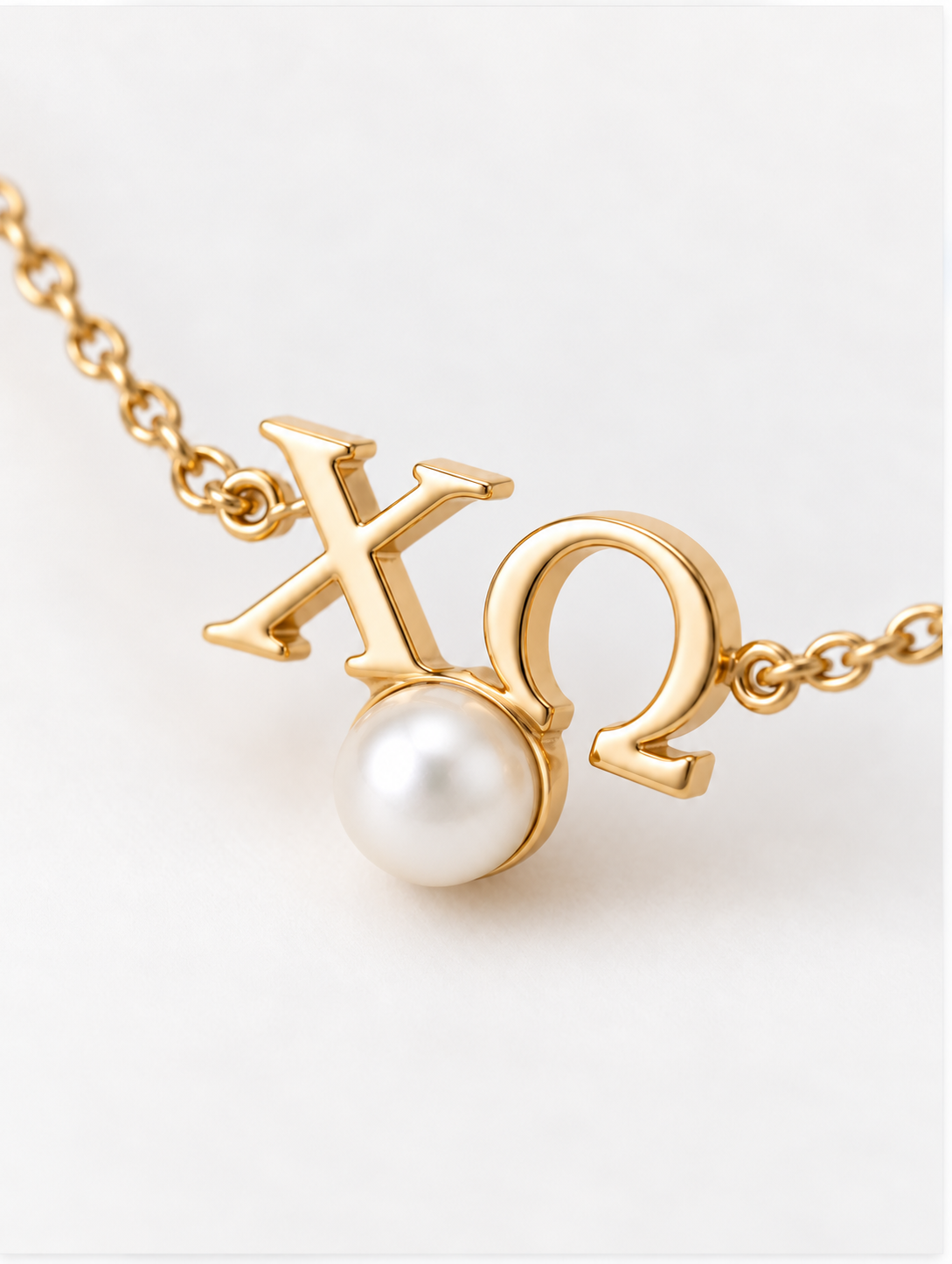 Zeta Tau Alpha 14K Solid Gold Pearl Drop Necklace
