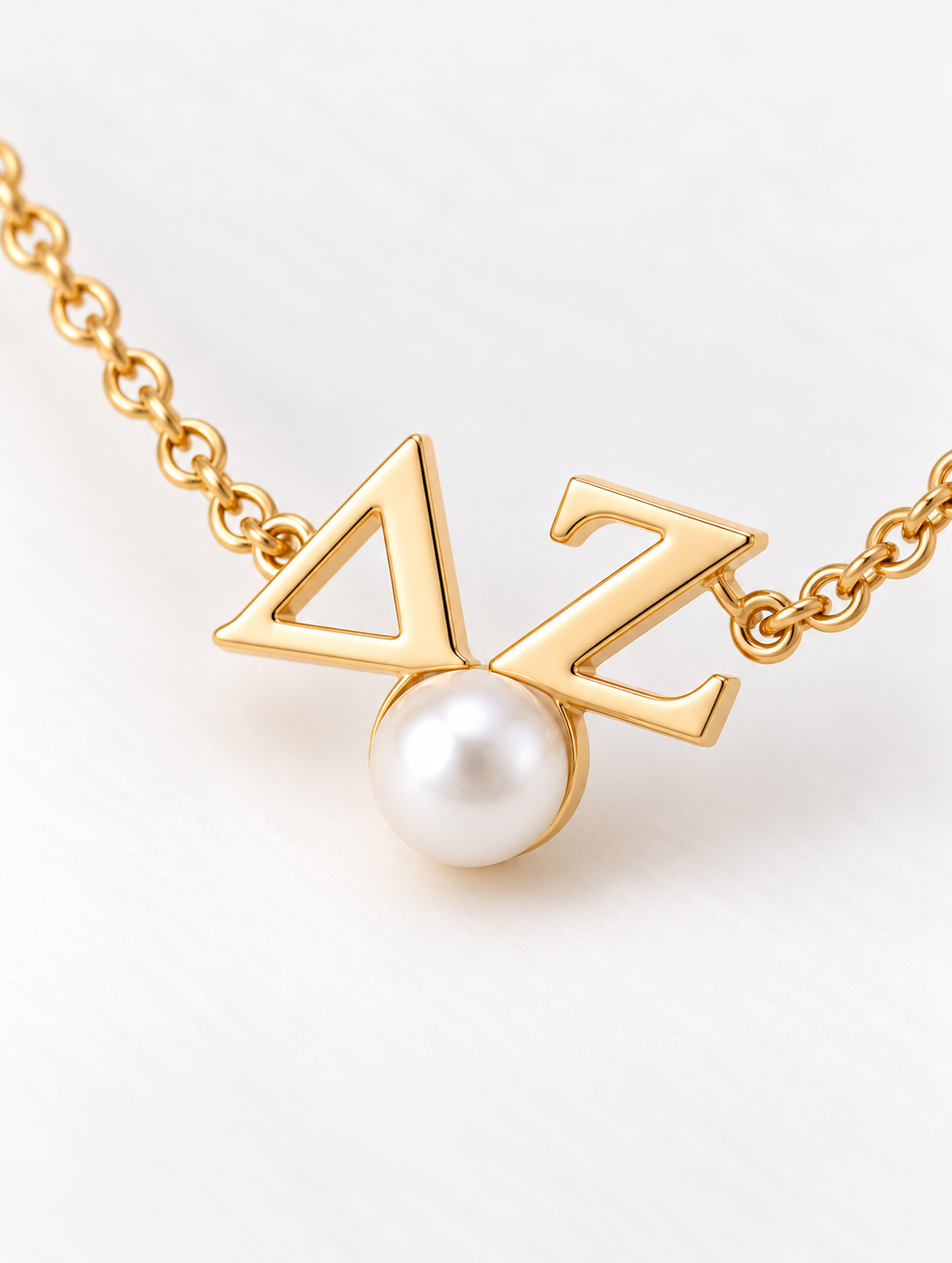Delta Zeta 14K solid Gold Pearl Drop Necklace
