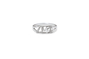 Zeta Mu Phi Sterling Silver Ring with CZs