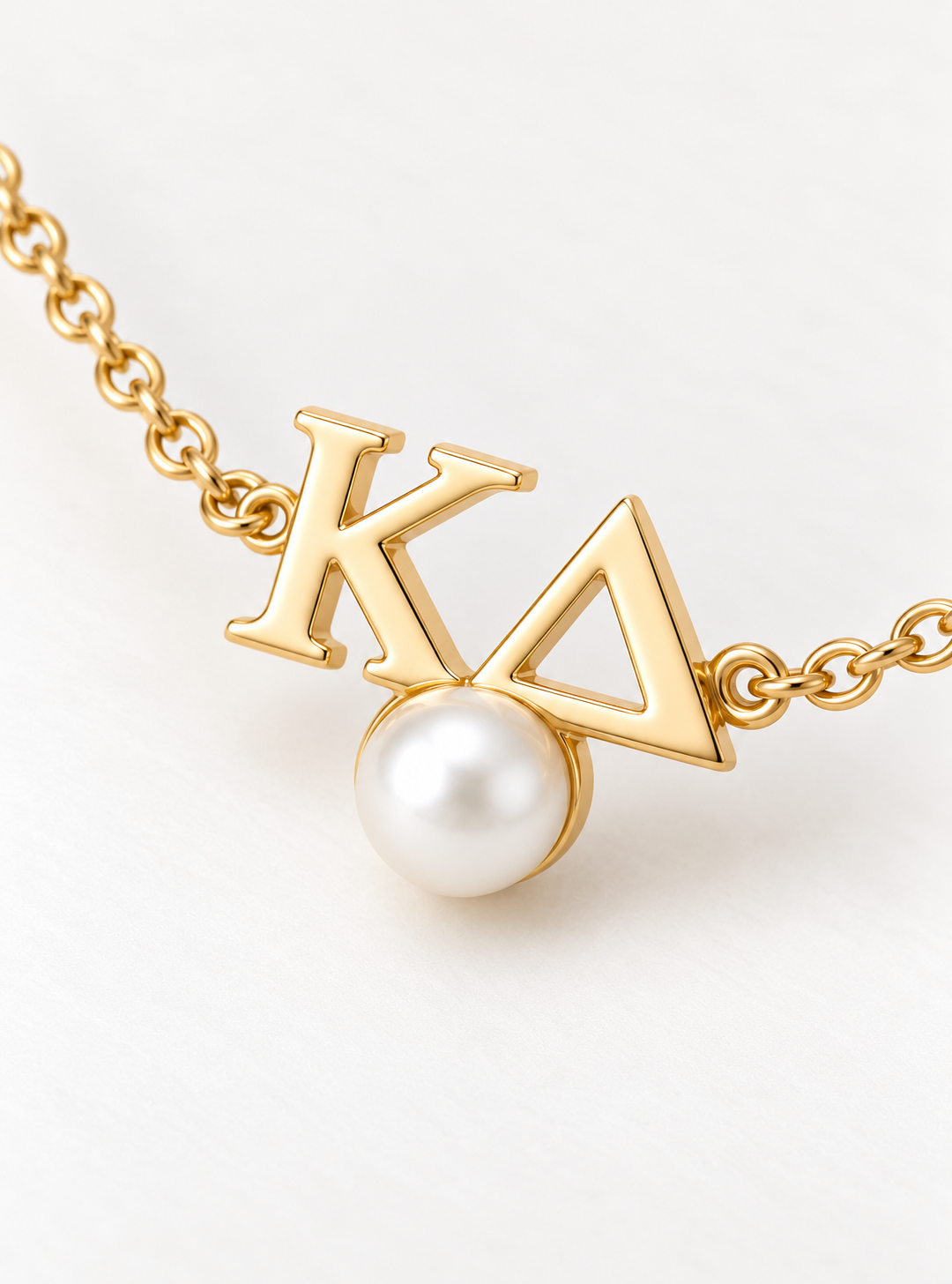 Kappa Delta 14K solid Gold Pearl Drop Necklace