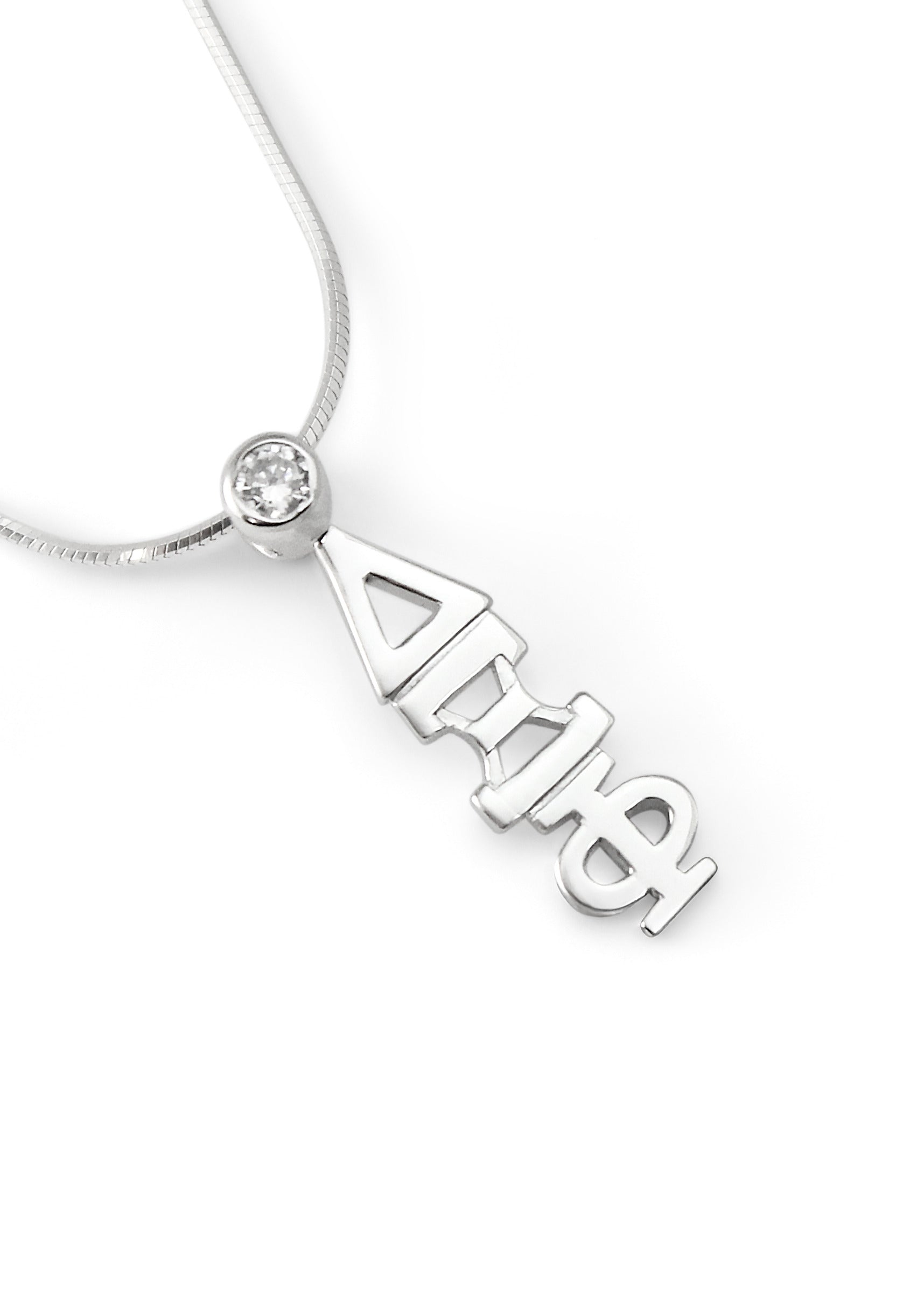 Delta Xi Phi Sterling Silver Lavaliere with Clear CZ
