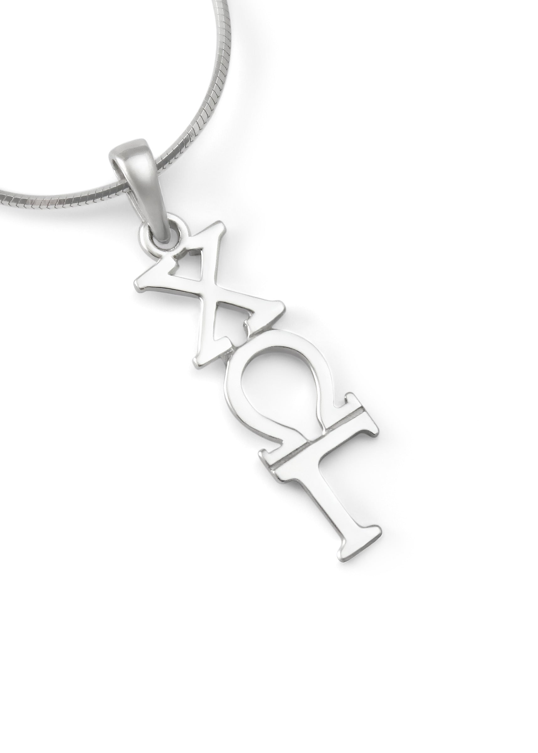 Chi Omega Gamma Sterling Silver Lavaliere Pendant