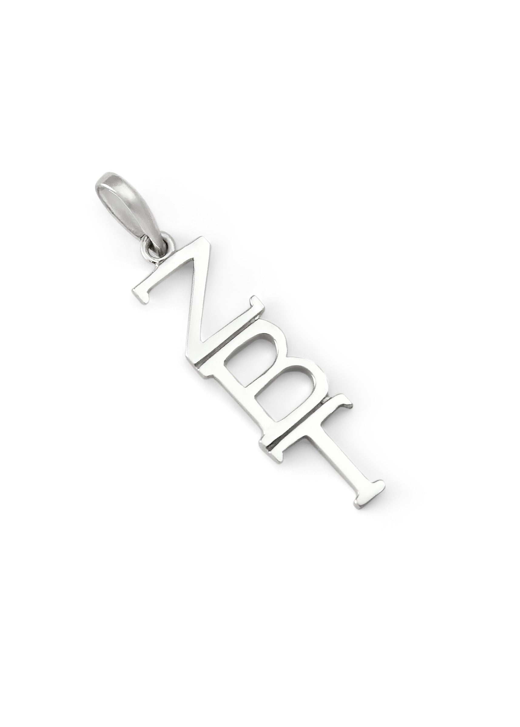 14k Solid White Gold Zeta Beta Tau Lavaliere