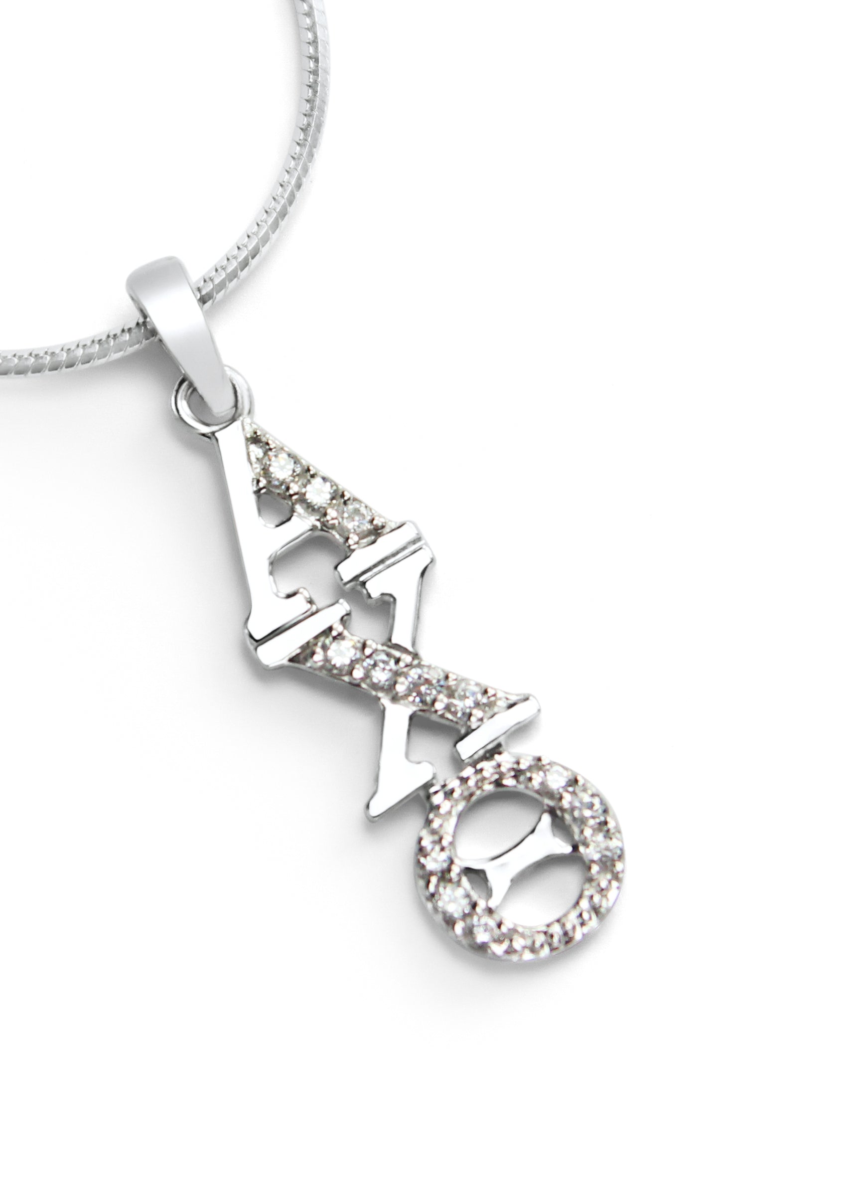 Alpha Chi Theta Sterling Silver Lavaliere with CZs
