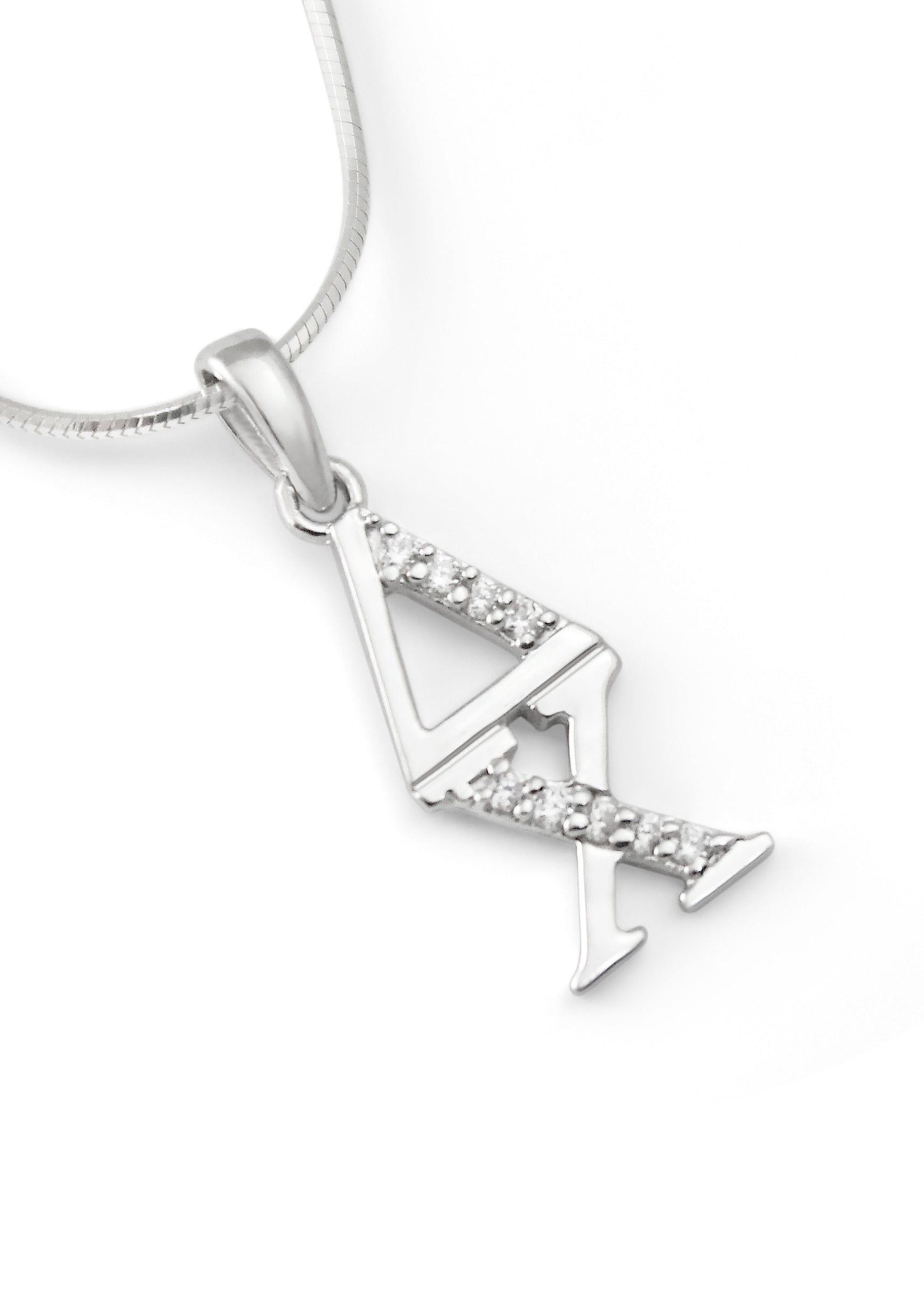 Delta Chi Sterling Silver Lavaliere with Simulated Diamonds