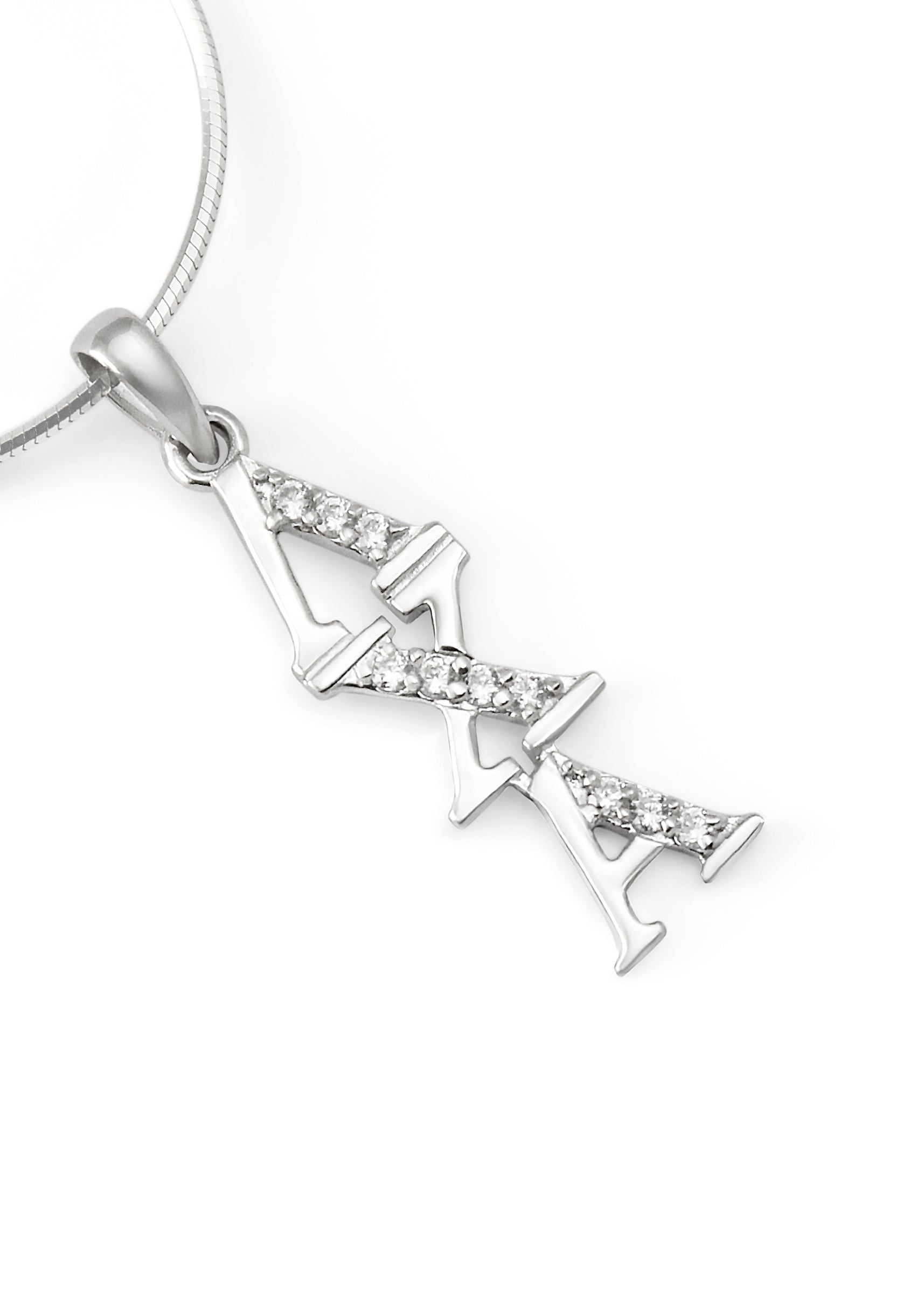 Lambda Chi Alpha Sterling Silver Lavaliere with Simulated Diamonds
