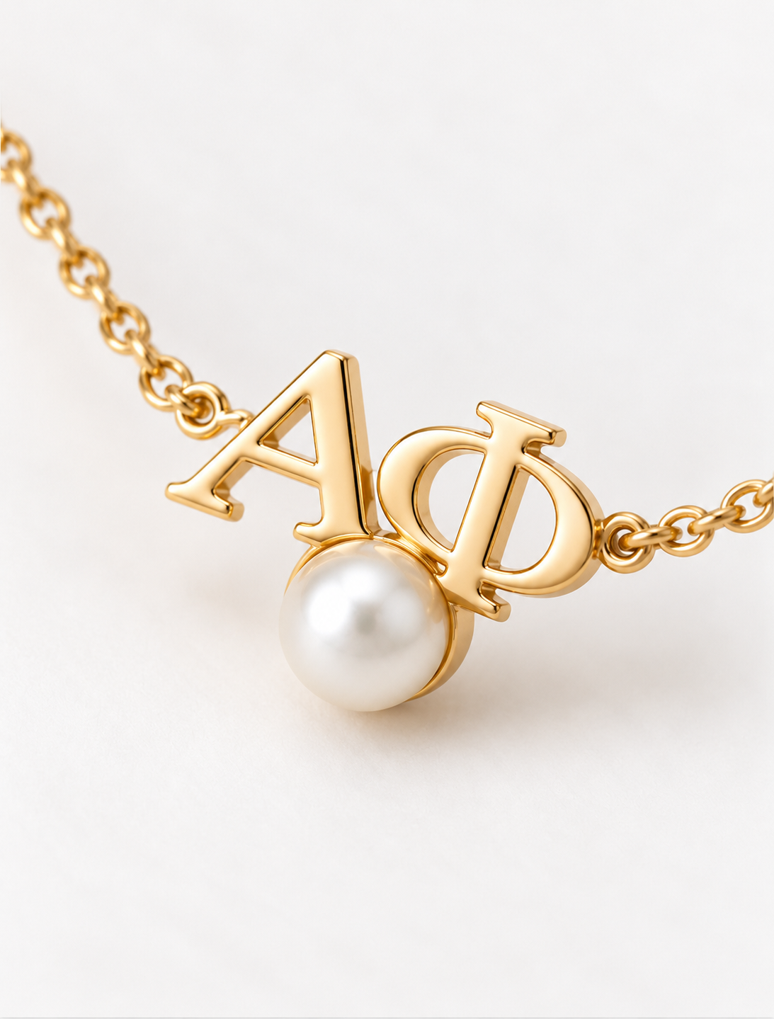 Alpha Phi 14K solid Gold Pearl Drop Necklace