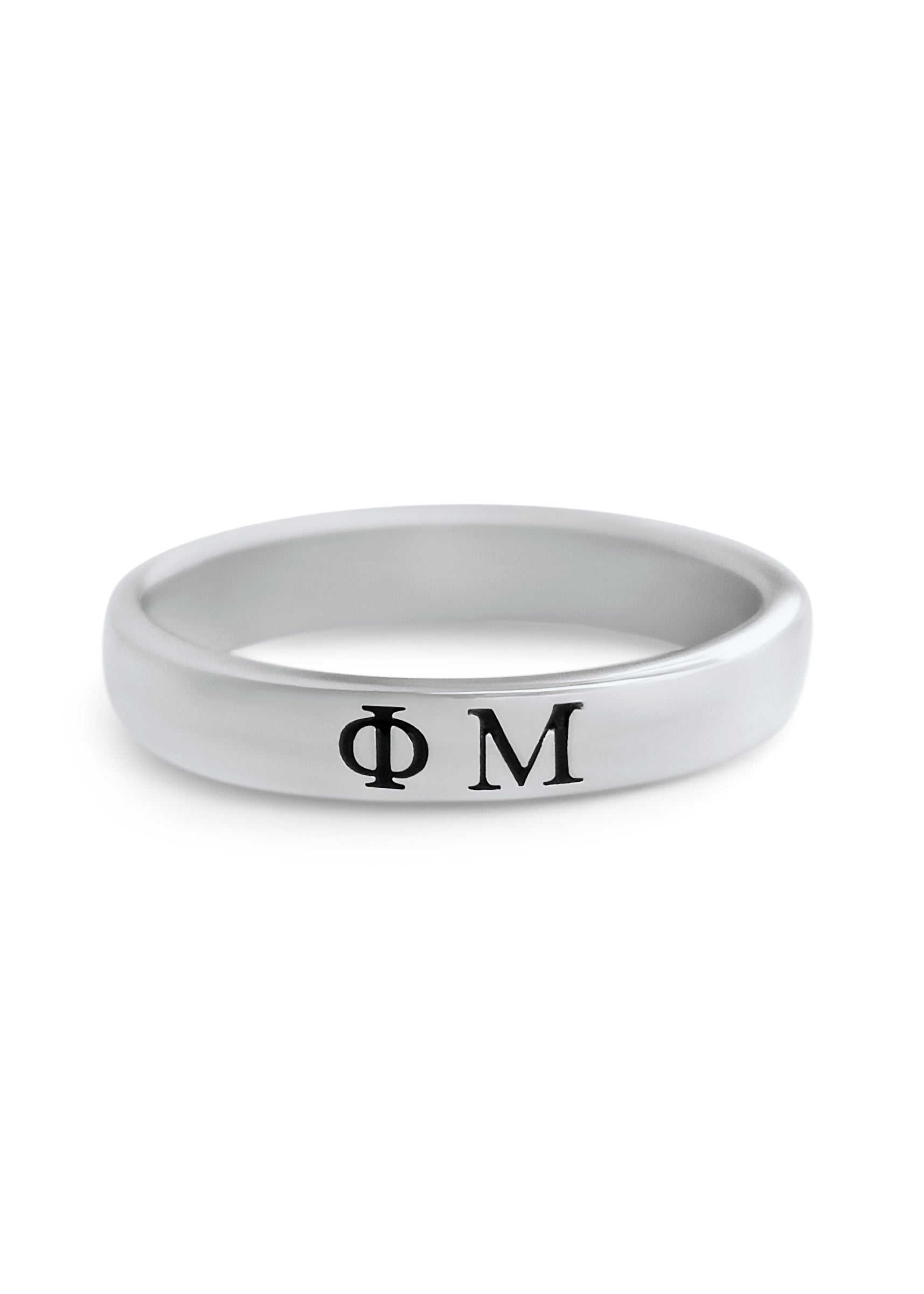 Phi Mu Sterling Silver Skinny-Band Ring