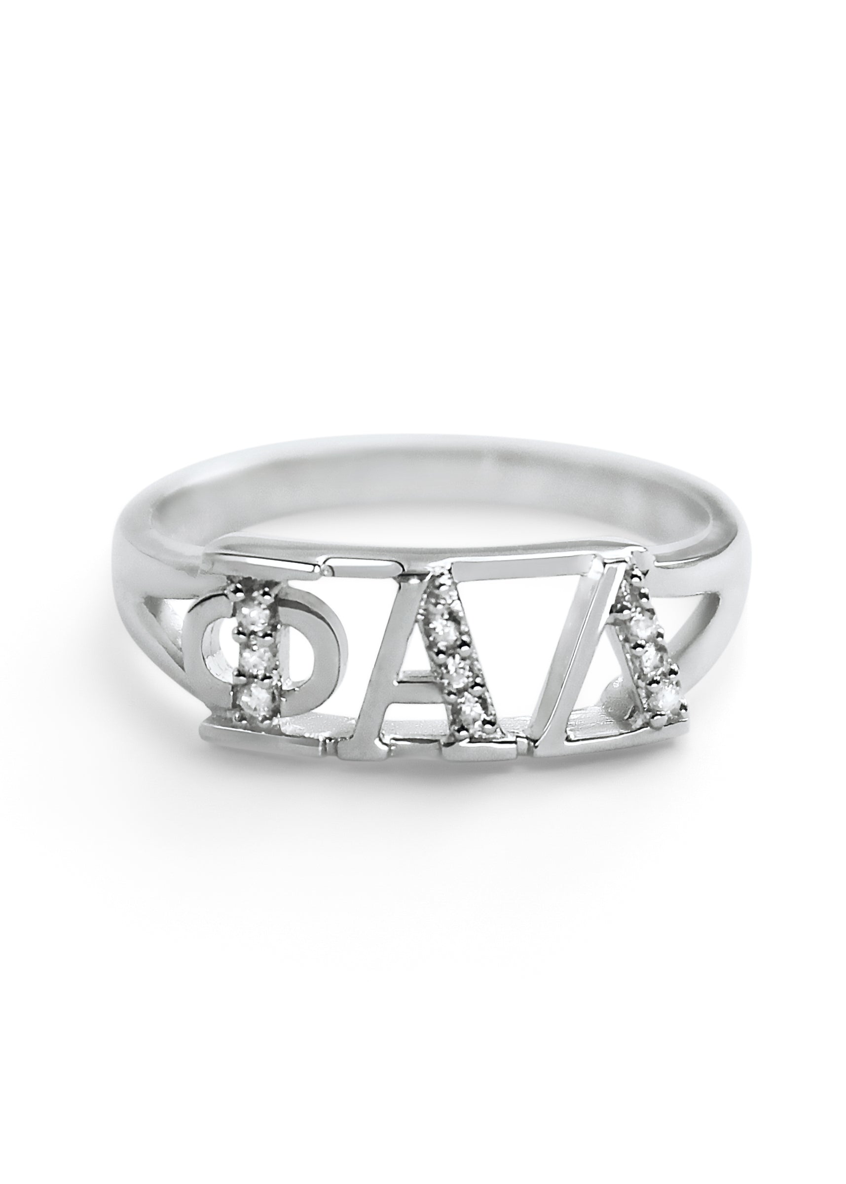 Phi Alpha Delta Sterling Silver Ring with Simulated Diamonds