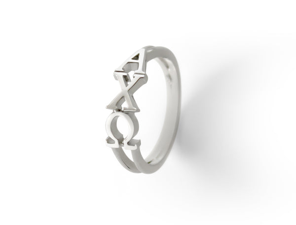 Alpha Chi Omega Sterling Silver Letter Ring with Vertical Letters - The ...