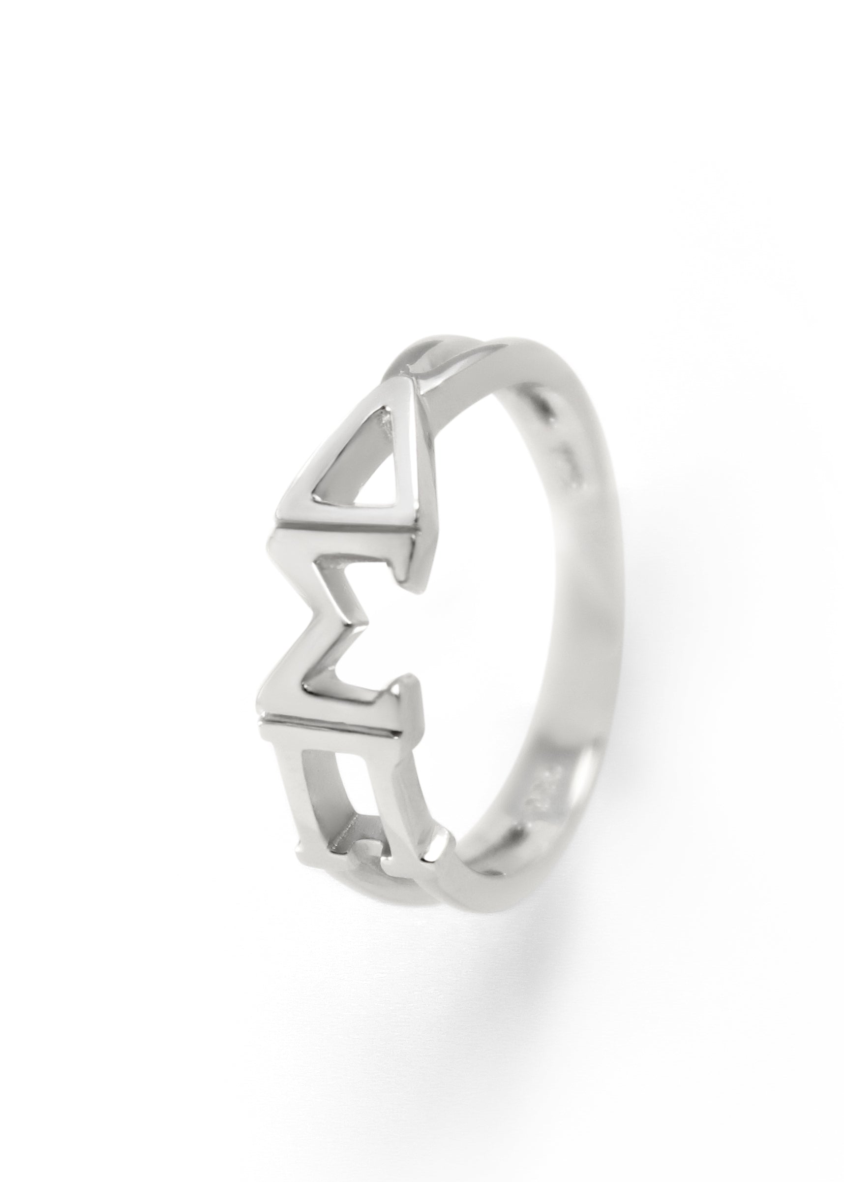 Delta Sigma Pi Sterling Silver Letter Ring with Vertical Letters
