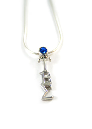 Tau Beta Sigma Sterling Silver Lavaliere with Blue CZ Crystal