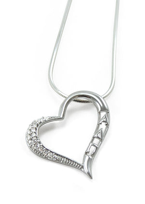 Accessories - Alpha Delta Pi Angled Heart Pendant With Simulated Diamonds