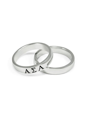 Accessories - Alpha Sigma Alpha Sterling Silver Ring With Black Enamel