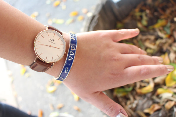 Tri Delta Bracelet - Blue Enamel Bangle Cuff | The Collegiate Standard