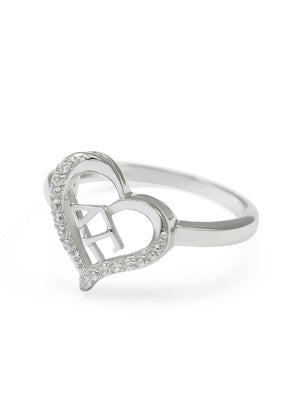 Accessories - Delta Gamma Heart Ring With Simulated Diamonds