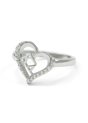 Accessories - Kappa Delta Sterling Silver Heart Ring With CZs