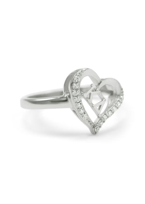 Accessories - Kappa Delta Sterling Silver Heart Ring With CZs