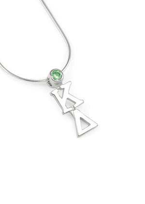 Accessories - Kappa Delta Sterling Silver Lavaliere With Green CZ Crystal