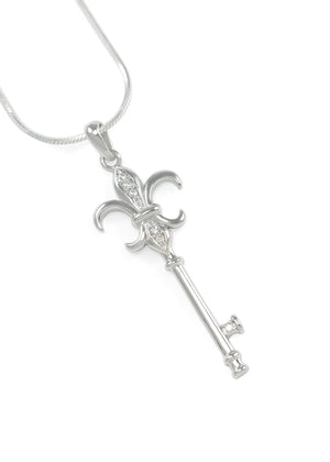 Accessories - Kappa Kappa Gamma Sterling Silver Fleur-de-lis Key Pendant