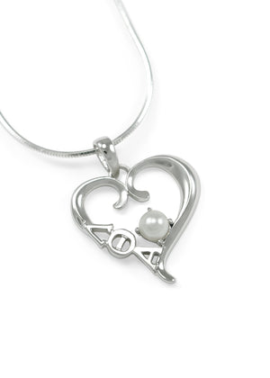 Accessories - Lambda Theta Alpha Sterling Silver Heart Pendant With Pearl